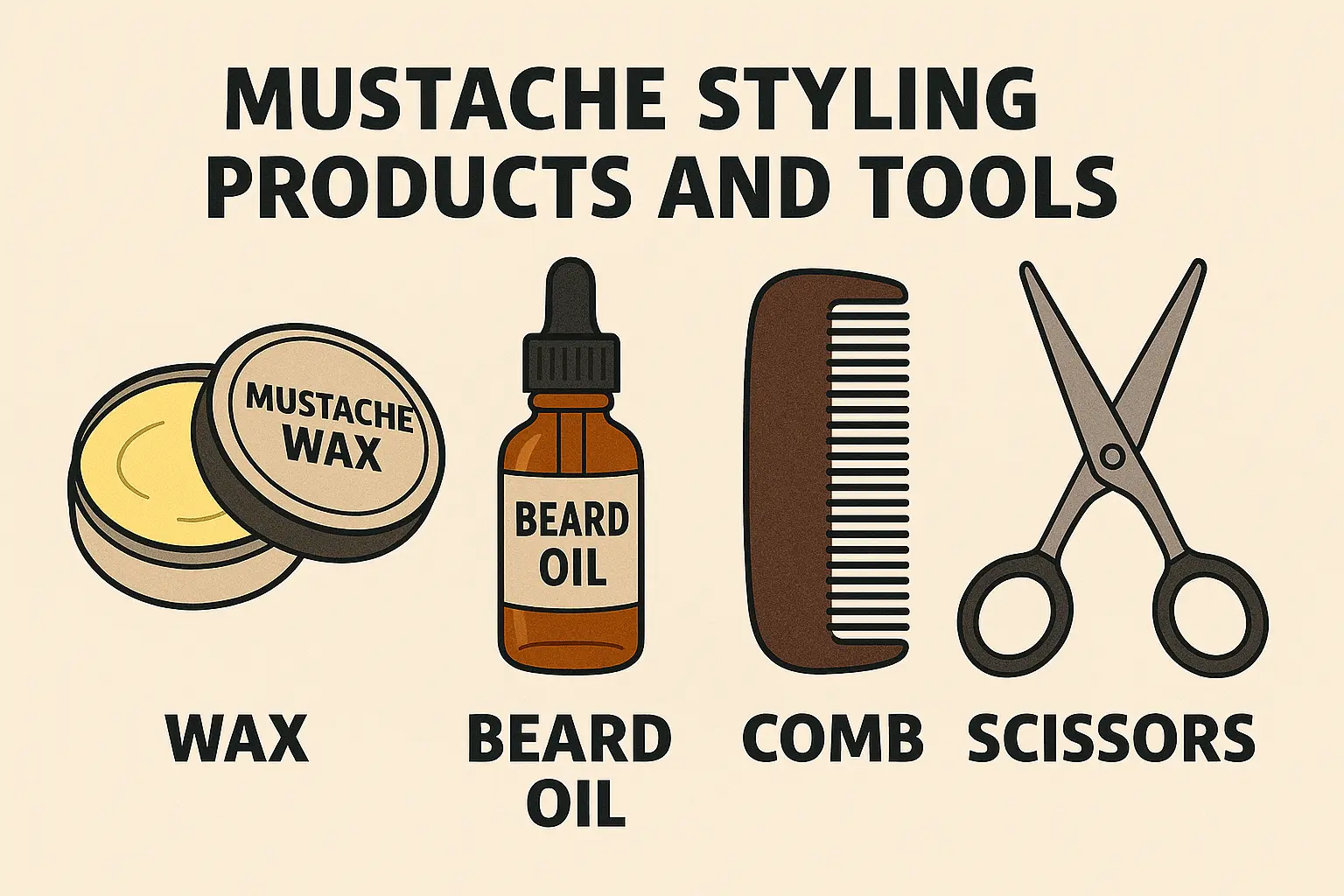 Mustache Styling Products and Tools Size
