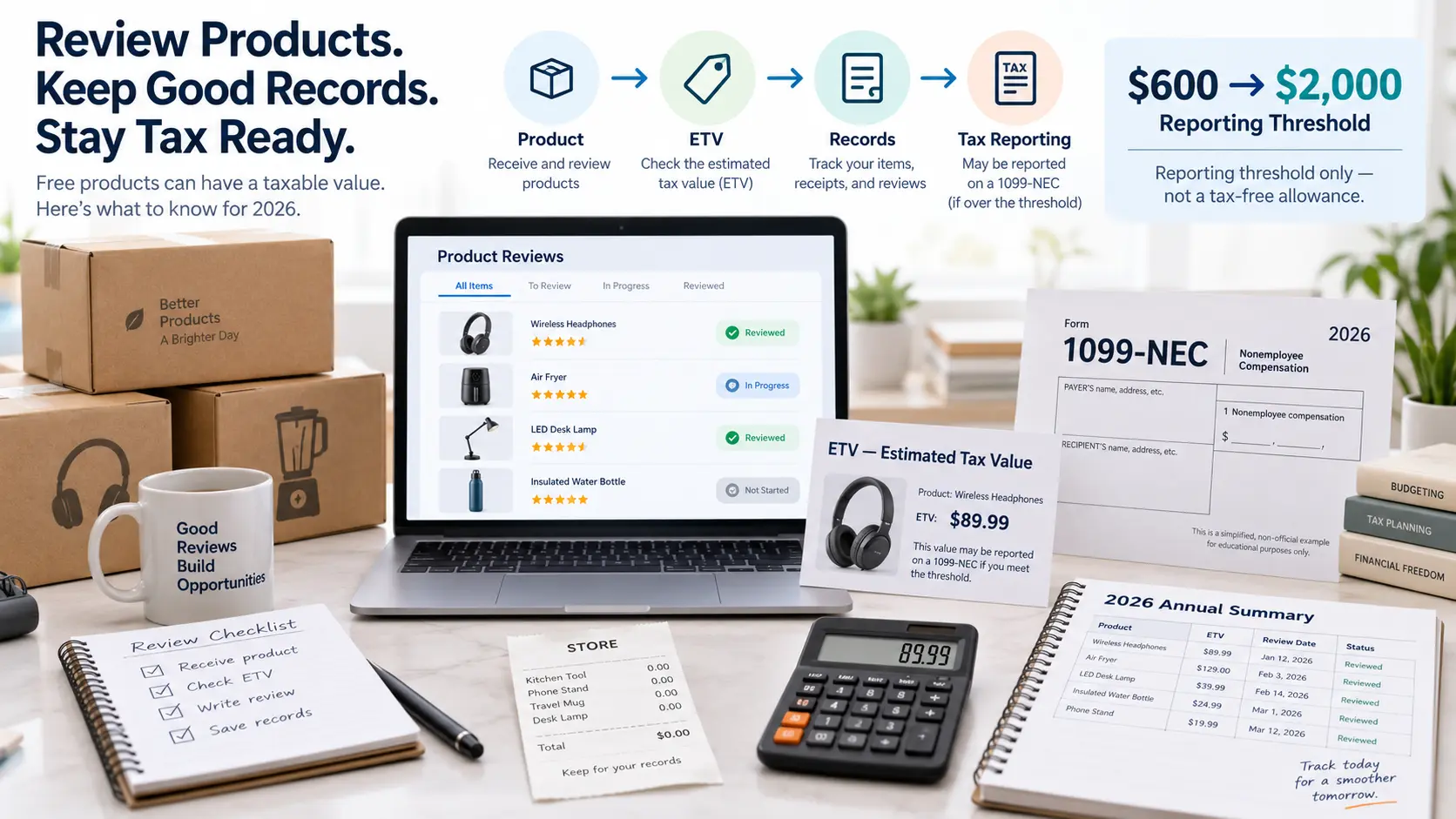 Amazon Vine Taxes 2026: ETV, 1099-NEC, and the $2,000 Threshold Rule Explained